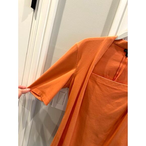 Lafayette 148 New York Square Neck Cotton Top 3/4 Sleeves Size: Medium Orange - Picture 3 of 7